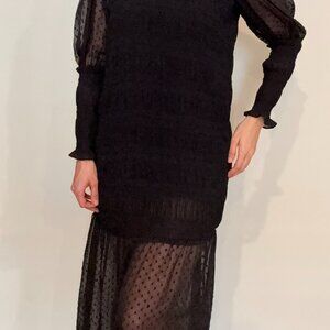 Zara Swiss dot black elegant dress - talla XS